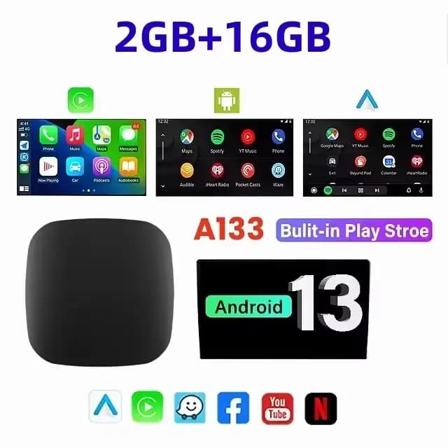 Boîte AI Carplay MRSVI Android 13 sans fil, boîte intelligente Android AI pour Youtube Netflix Toyot