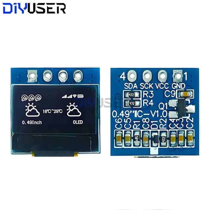 DIYUSER – Module d'affichage OLED LCD de 0.49 pouces, écran blanc de 0.49 pouces, Interface I2C IIC,