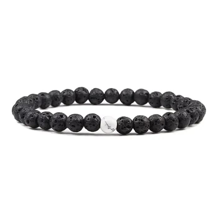 Chaud à la mode hommes pierre de lave Couples Distance Bracelets pierre naturelle blanc noir Yin Yan