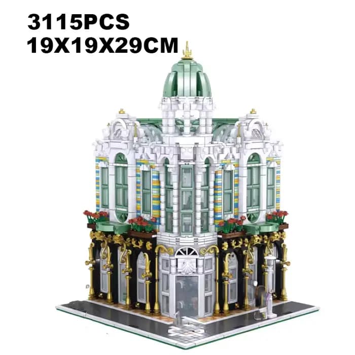 Creative Cuba Hotel City Street View Architecture Building Blocks Gem Shop Bicycle Store Micro Brick
