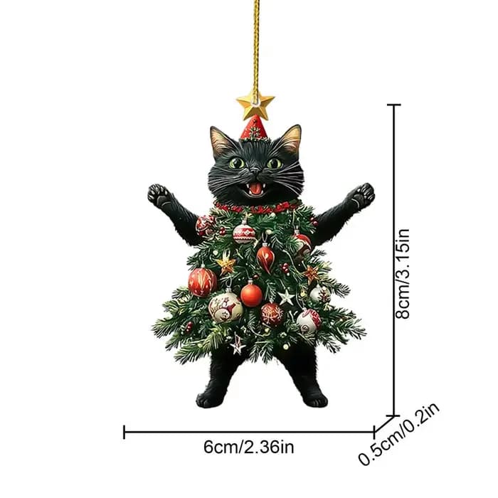 Arbre de noël chat DecorCat, ornements d'arbre de noël 2D plat en acrylique, Costume d'arbre de vaca