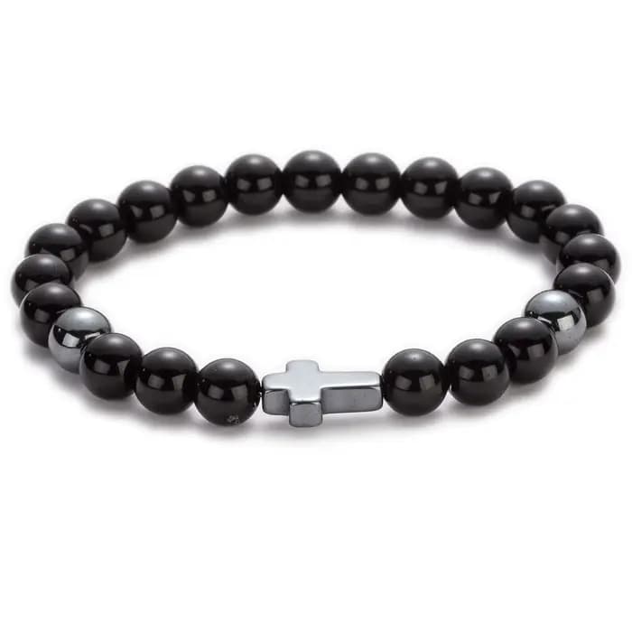 Bracelets en pierre naturelle pour hommes, bracelet en corde élastique tendance, perles de 8 mm, bra