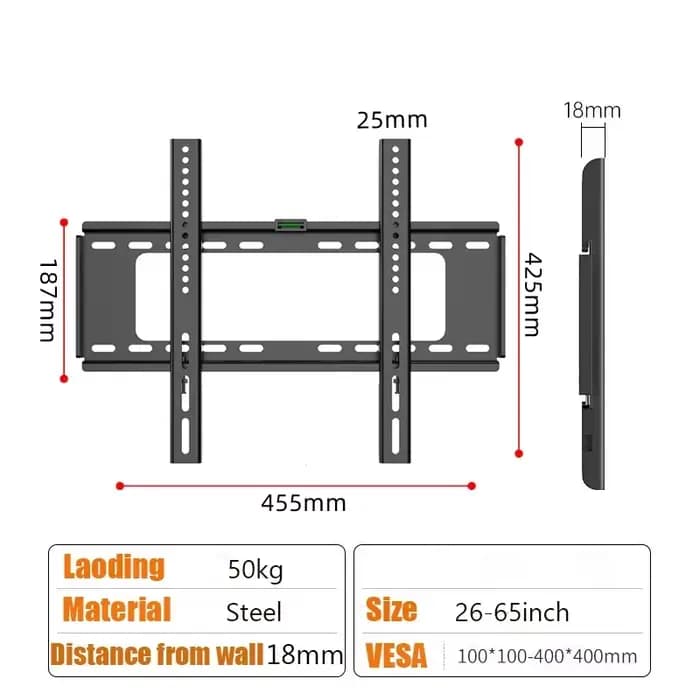 Support mural universel pour TV 26-63 pouces, support pour moniteur LCD LED, support plat réglable à