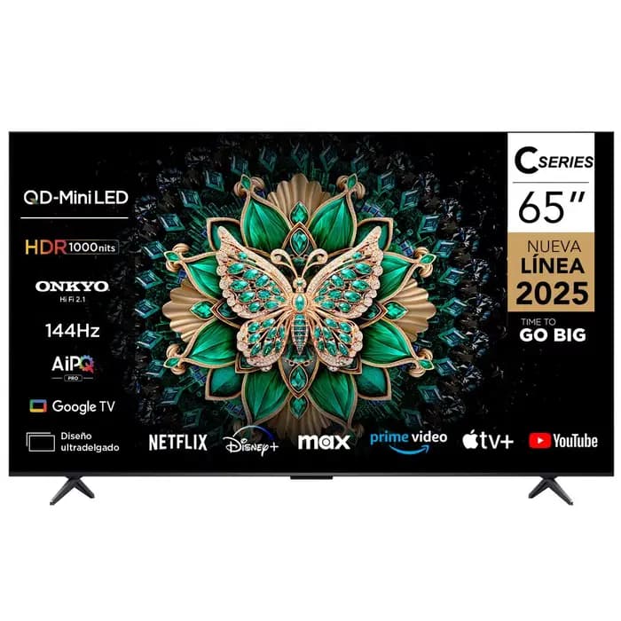 Téléviseur de jeu 65 pouces 4K QLED Google TV 144Hz, VRR 288Hz, 3+32 Go, Smart TV Mini LED avec camé