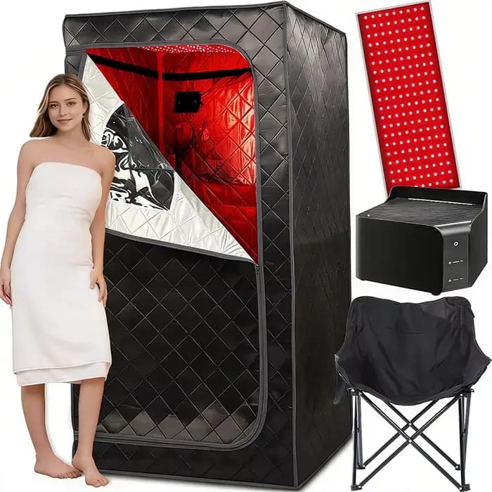 Sauna portable avec thérapie par lumière rouge, tente de sauna à domicile avec boîte de chauffage à 
