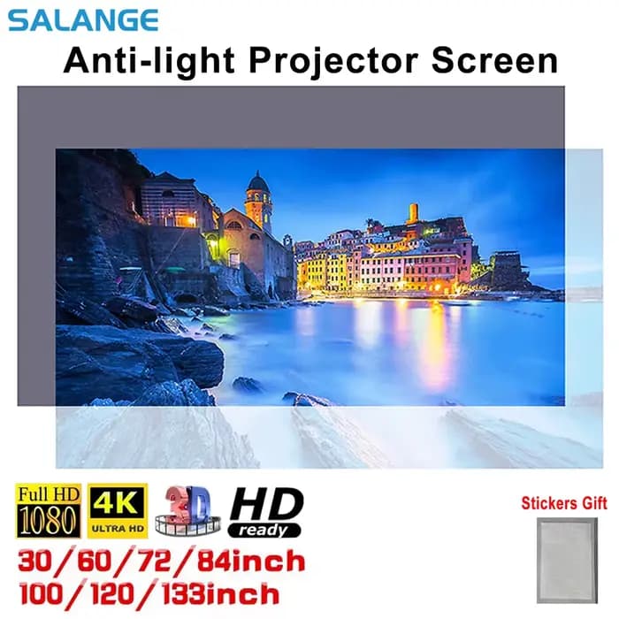 Écran de projection haute définition Salange, écran de projection domestique, rideaux de projection,