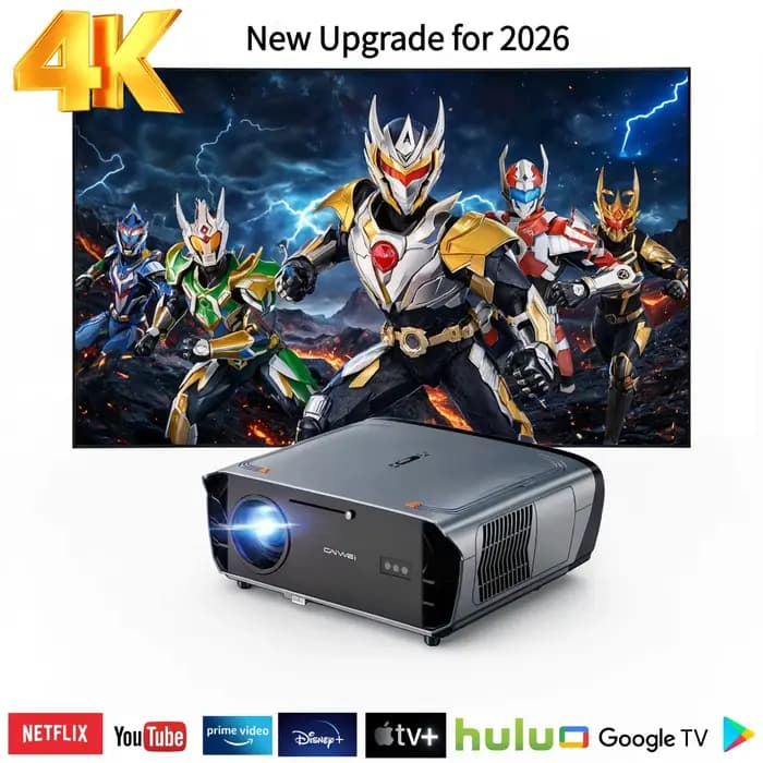 Projecteur Vidéo 4K UHD 4200 ANSI Android 14 Google TV Smart Home Cinéma WiFi6 TOF Auto Focus Double
