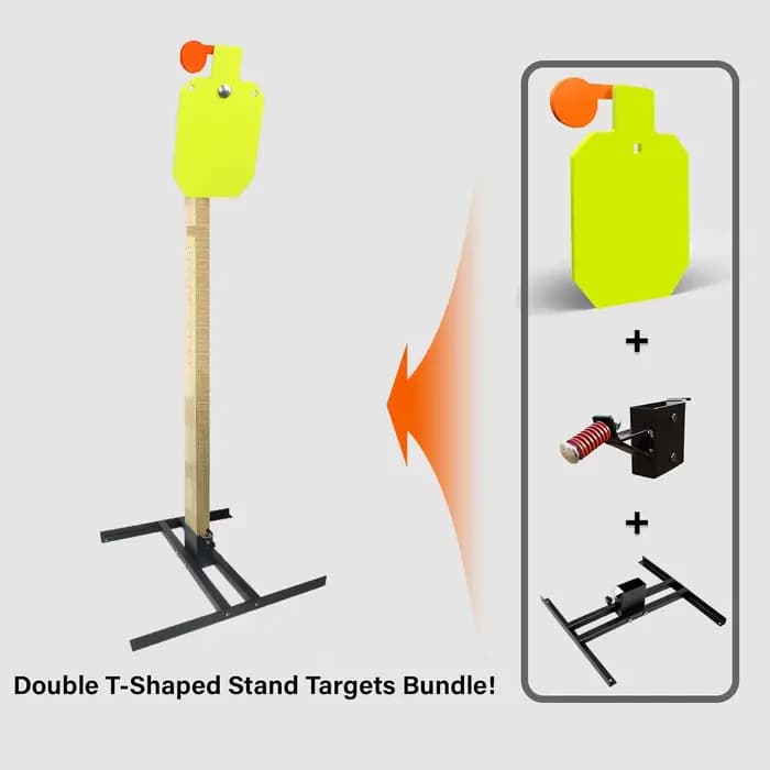 Cible de tir réactive Hostage – Épaisseur 3/8 po avec support de cible 2x4 et base de support en aci