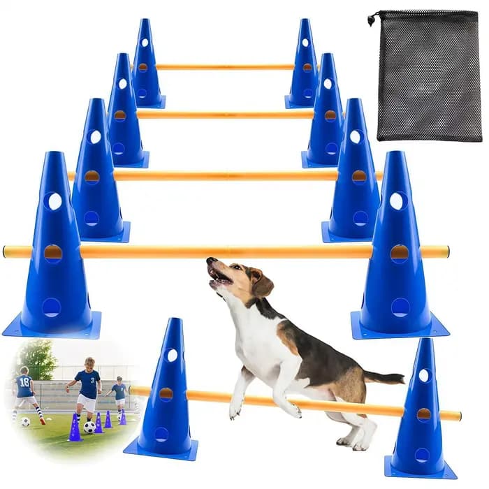 Ensemble de cônes et obstacles d'agility pour chien, parcours d'entraînement portable et réglable po