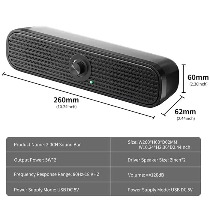 Barre de son portable filaire pour PC, TV, ordinateur portable, système audio colonne Bocina