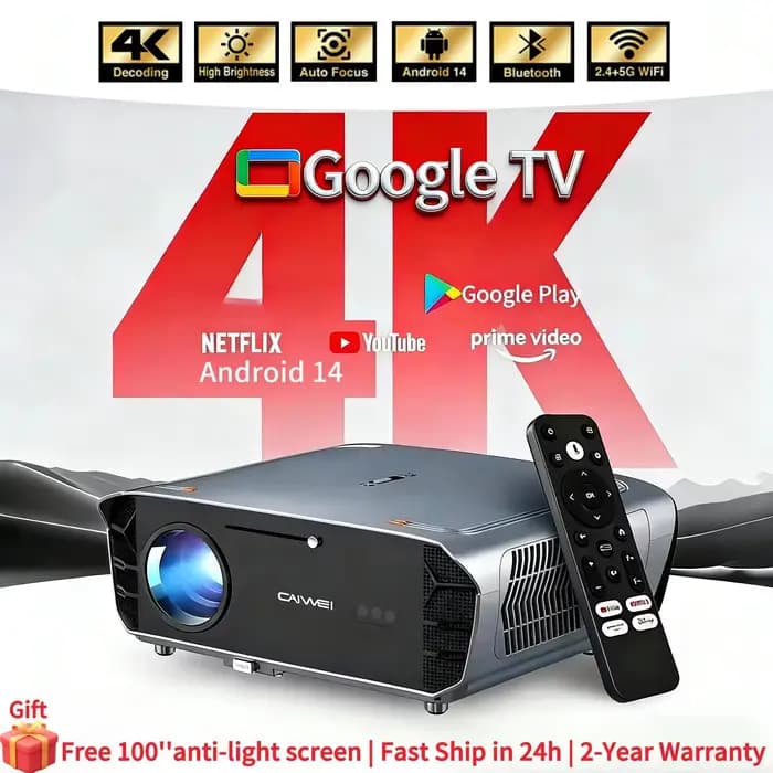 Vidéoprojecteur 4K UHD 4000 ANSI officiel Netflix Google TV, projecteur de jour, résolution native 1