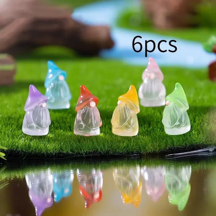 6 mini-gnomes lumineux pour jardin féerique, accessoires de décoration pour micro-paysages forestier