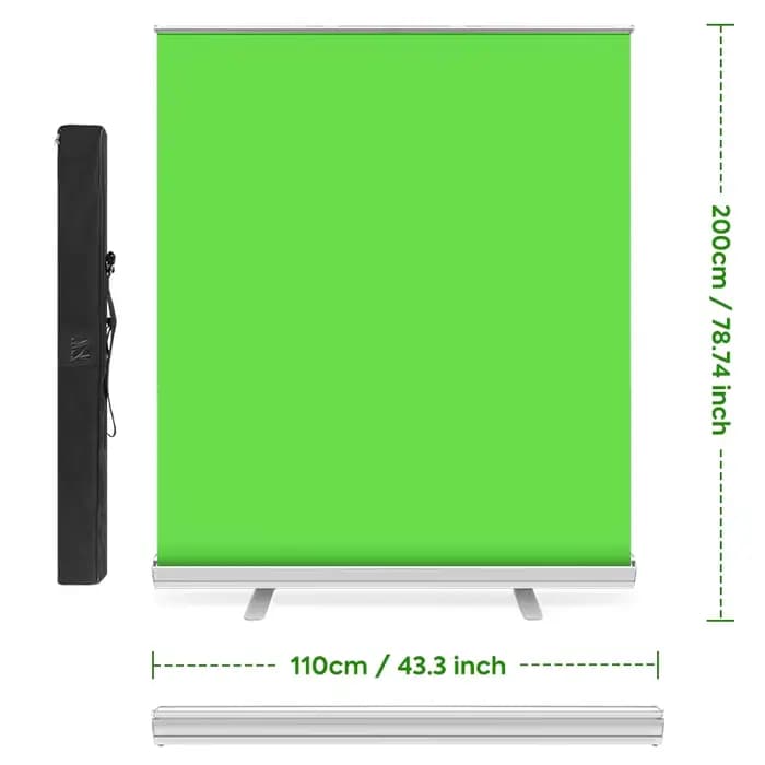 Écran vert portable en polyester à nervures vers le haut, écran de fond, clé Dnoma, panneau vert pou