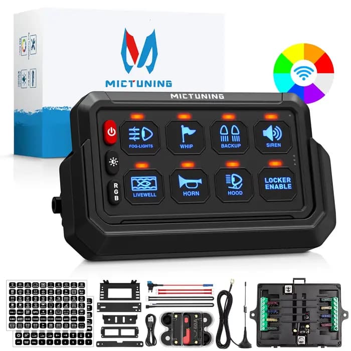 MICTUNING-Panneau de commutation P1s, sans fil, couleurs RVB réglables, luminosité pour voiture, cam