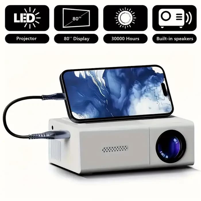 Projecteur de bureau, projecteur de cinéma maison, prend en charge le partage d'écran de smartphone,