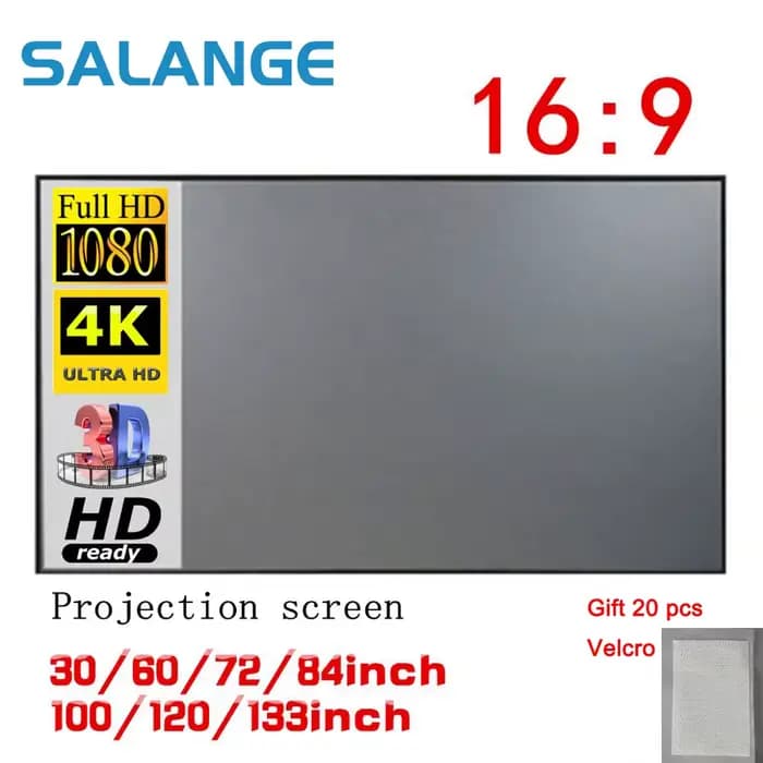 Écran projecteur Salange 72 84 100 120 pouces écran Anti-lumière pour la maison bureau extérieur Por