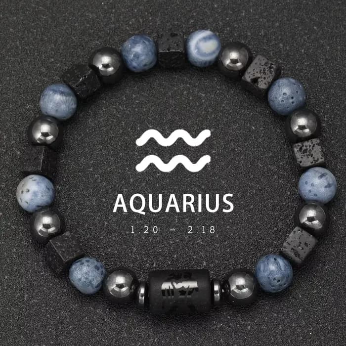 12 Constellation naturel bleu corail lave pierre perles Bracelet pour hommes Couple corde amitié zod