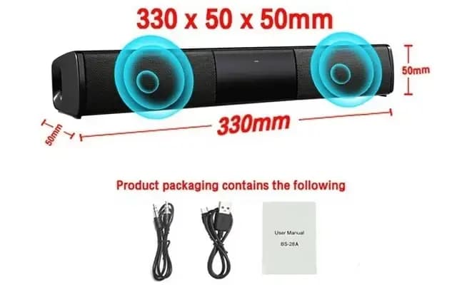Barre de son Bluetooth sans fil puissante avec caisson de basses, audio portable pour home cinéma, c