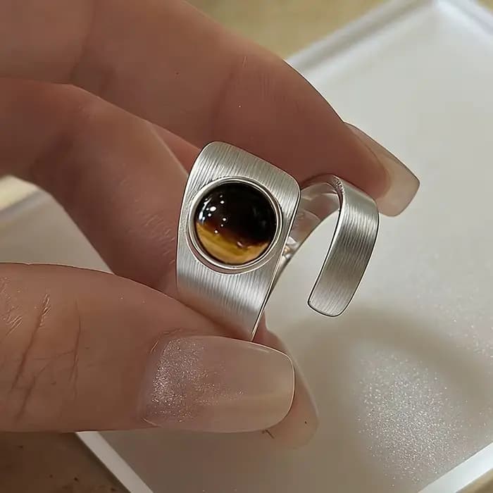 Bagues minimalistes faites à la main pour femmes, grandes pierres simples, bijoux fins, cadeau anti-allergie