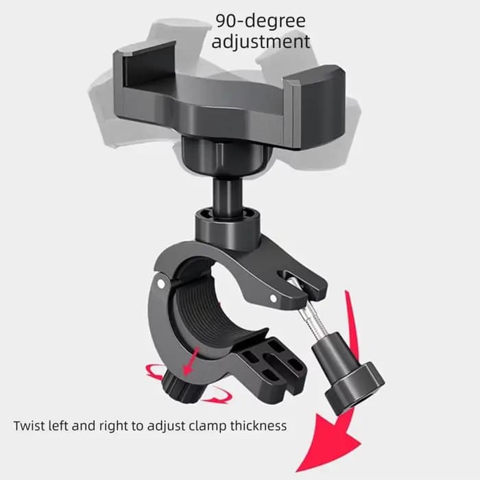 Support de téléphone universel à pince pour tube rond, rotatif à 360°, fixation sur guidon, pour téléphones de 5 à 7 pouces