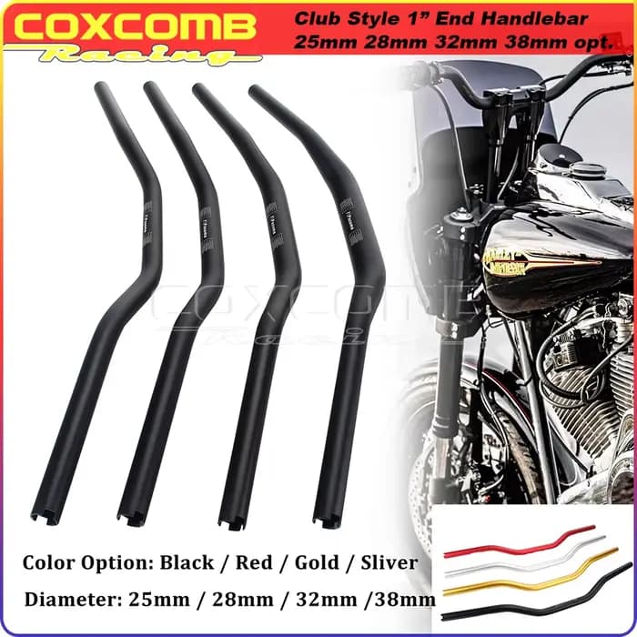 Barres de moto interdites de style club, guidon 1 ", 28mm, 32mm, 38mm, barre grasse pour Harley ocia Street Bob Low Rider S 7332"