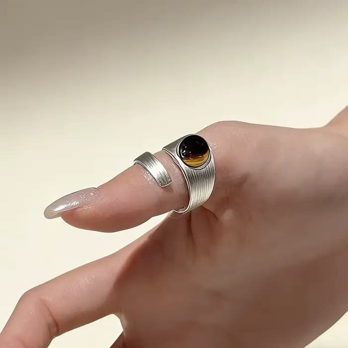 Bagues minimalistes faites à la main pour femmes, grandes pierres simples, bijoux fins, cadeau anti-allergie