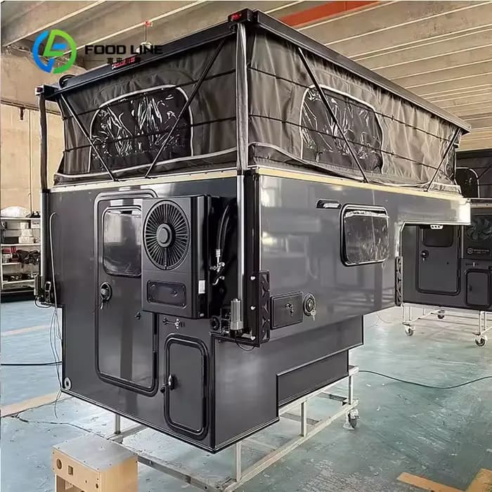 Camper pick-up personnalisé avec toit relevable hydraulique et auvent latéral pour le camping en plein air, prix de vente en gros