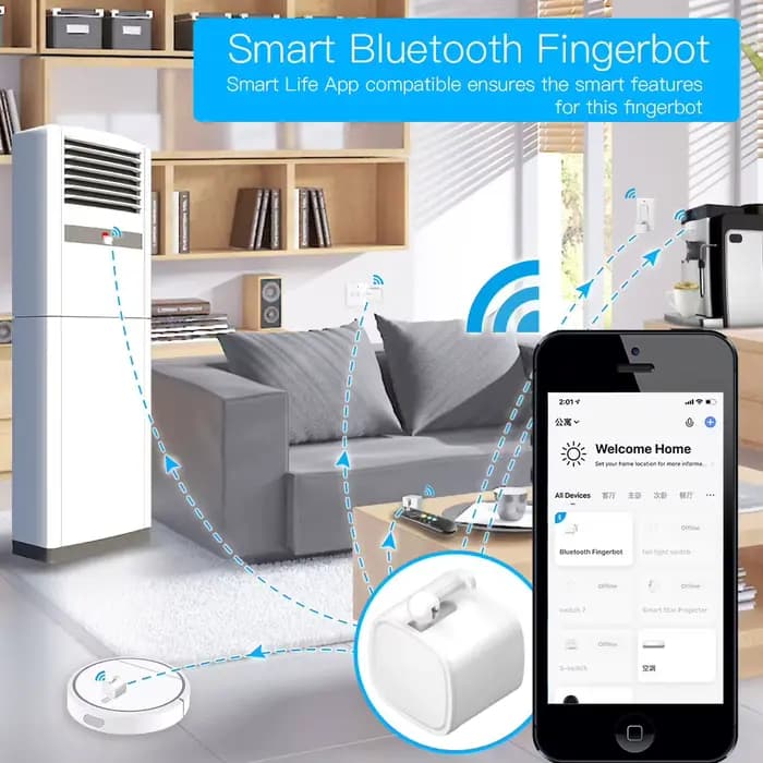 Robot de bouton intelligent Bluetooth, commutateur sans fil Fingerbot avec option passerelle Bluetooth pour application Smart Life