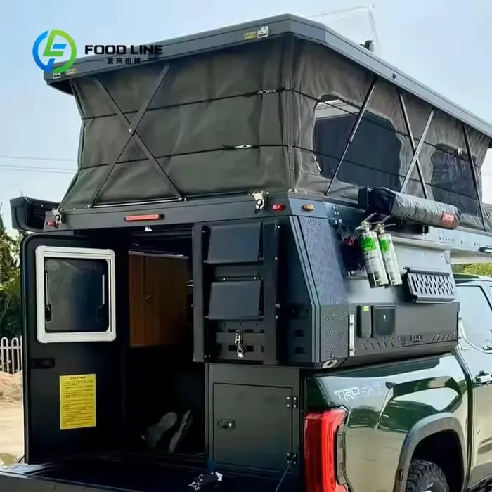Camper pick-up personnalisé avec toit relevable hydraulique et auvent latéral pour le camping en plein air, prix de vente en gros