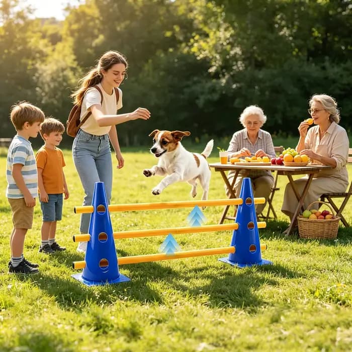 Parcours d'agilité pour chien : cônes, obstacles, équipement d'entraînement, ensemble de parcours d'agilité pour chien pour la cour, pour chiots, animaux de compagnie de petite, moyenne et grande tail