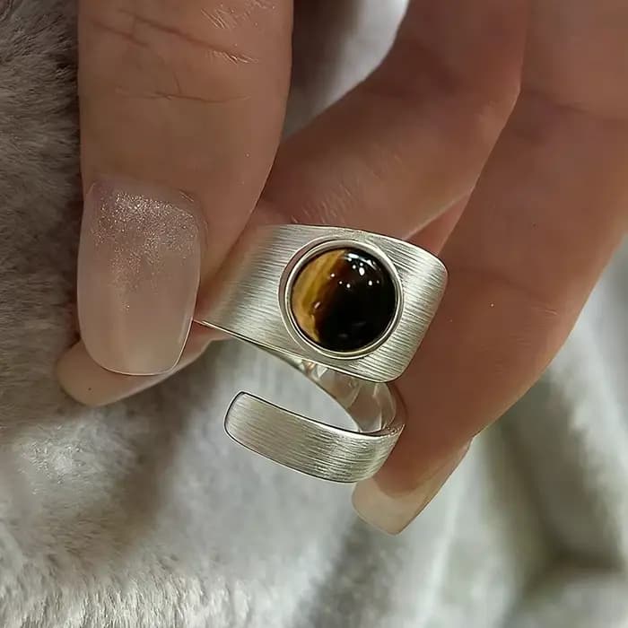 Bagues minimalistes faites à la main pour femmes, grandes pierres simples, bijoux fins, cadeau anti-allergie
