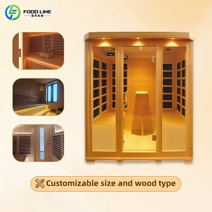 Sauna à vapeur extérieur commercial, grande capacité pour 6 à 8 personnes, sauna en bois massif pour hôtel, spa, parc aquatique