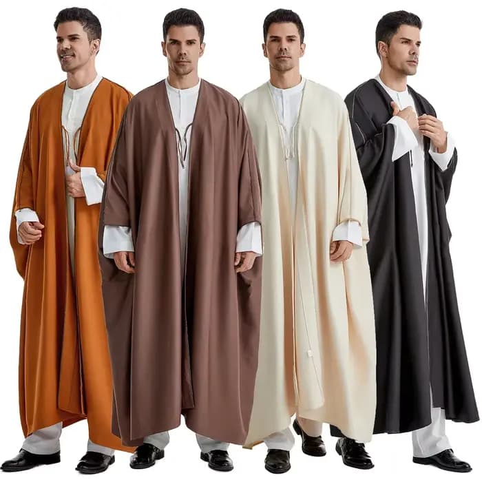 Djellaba Ramadan, Abayas Eid, Kaftan de prière, Abaya ouverte pour hommes, Cardigan musulman, Robe turque, Cardigan arabe, Jubba, Thobe, Islam, Dishdasha
