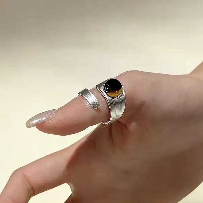 Bagues minimalistes faites à la main pour femmes, grandes pierres simples, bijoux fins, cadeau anti-allergie