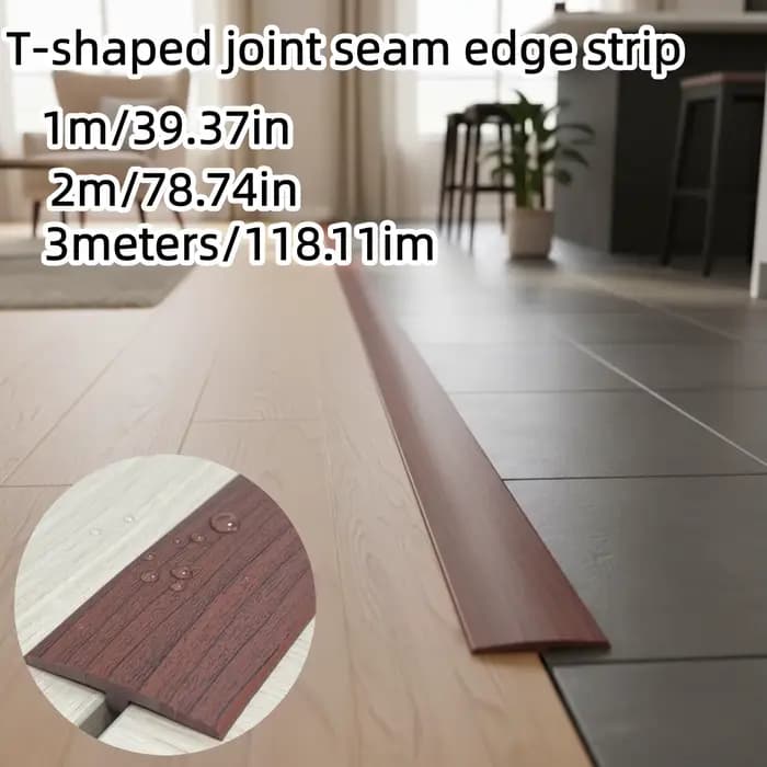 1 pièce 1m/2m/3m Bande de transition auto-adhésive pour moquette et carrelage, profil en T, cache-seuil, aspect bois pour usage domestique