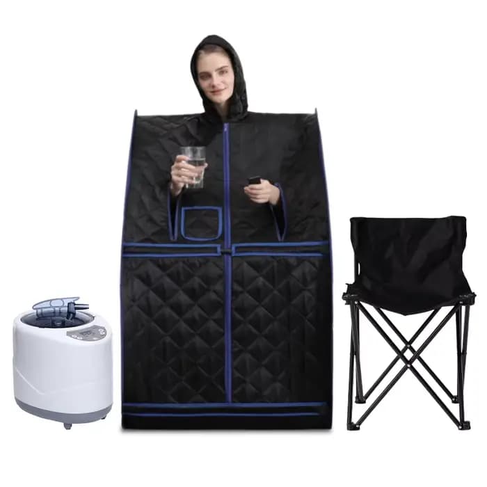 Sauna à vapeur Portable pour la maison, avec générateur 3L 1000W, télécommande et chaise pliable pour la relaxation