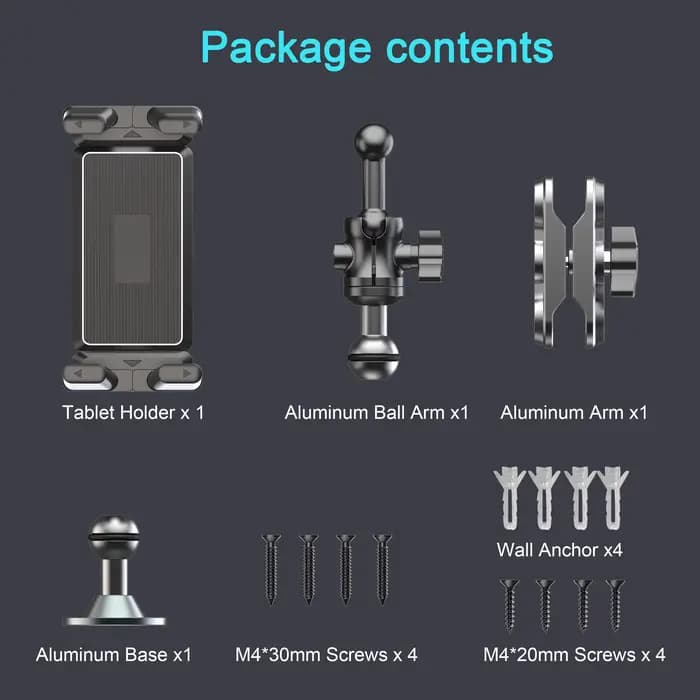 Support de tablette de Base de forage robuste en aluminium, support de voiture pour tableau de bord, 360 °   Support réglable en 2 étapes pour iPad 4,7-12,9"