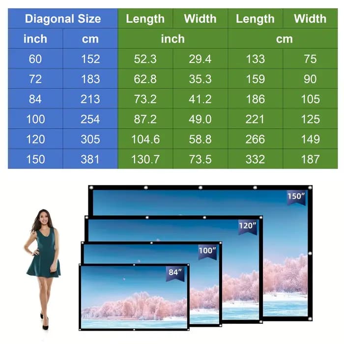 Écran de projection léger portable sans déformement