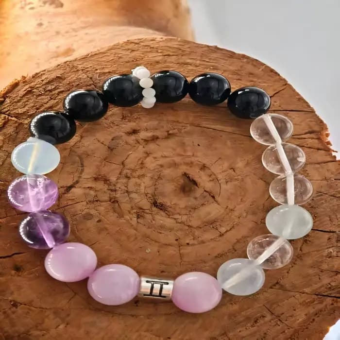 Bracelet Perlé en Cristal des Douze Constellations Gémeaux, Pierre de Guérison, Équilibre Éléments, Essence Harmonisée, Accessoire de Mode