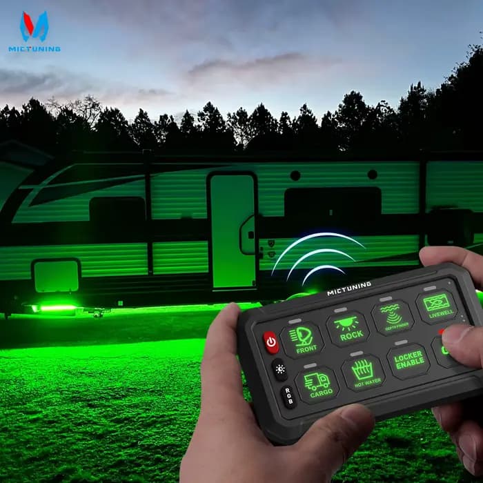 MICTUNING-Panneau de commutation P1s, sans fil, couleurs RVB réglables, luminosité pour voiture, camion tout-terrain, SUV, montres Yaht, 8 gangs