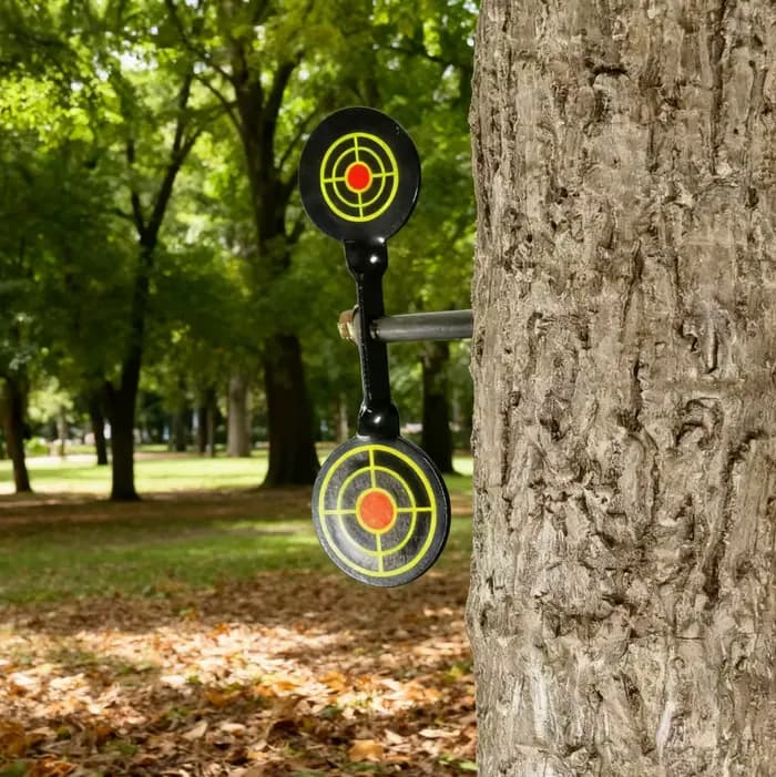 Pratique de tir en acier au carbone cible rotative à 360 degrés cible de fronde piquet en bois pratique cible en métal
