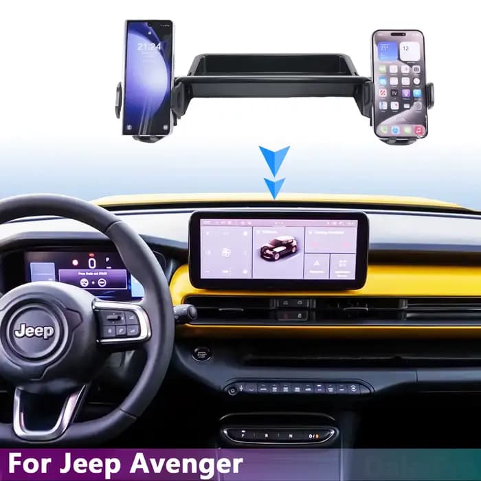 Supports de téléphone Double pour Jeep Avenger 2024, boîte de rangement multifonctionnelle, plateau de rangement fixe pour écran de voiture, accessoires Avenger