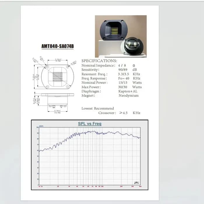 Haut-parleur audio haut de gamme ABT-Alloy Heil Tweeter 74 mm à ruban à mouvement d'air