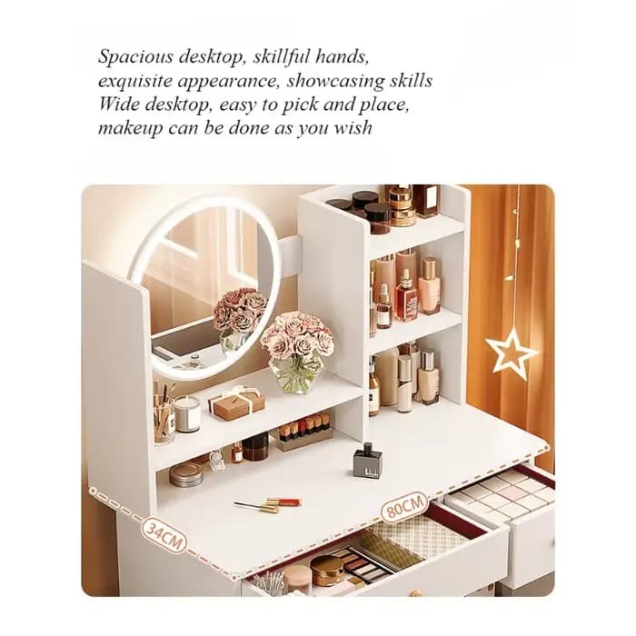 Commode de chambre à coucher moderne et simple avec rangement intégré, style INS, pour petit appartement, table de maquillage