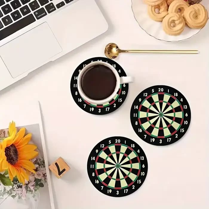 Sous-verres en bois à motif de cible de fléchettes 2D, lot de 6, adaptés aux boissons, aux tasses à thé et à café, pour la décoration de la maison et des restaurants