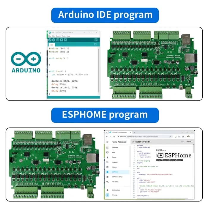 ESPHome – carte de commutation de relais ESP32, Assistant domestique A16 MQTT TCP Web HTTP Tuya Tasmota Arduino IDE, fournit un Code d'échantillon I2C RS485