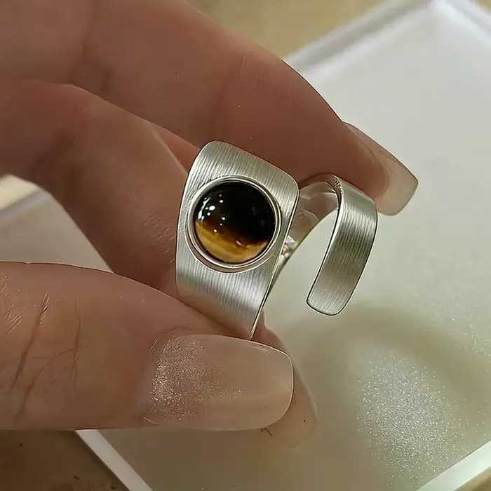 Bagues minimalistes faites à la main pour femmes, grandes pierres simples, bijoux fins, cadeau anti-allergie
