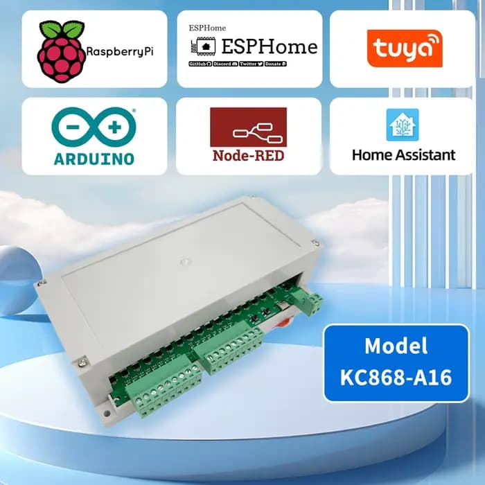 ESPHome – carte de commutation de relais ESP32, Assistant domestique A16 MQTT TCP Web HTTP Tuya Tasmota Arduino IDE, fournit un Code d'échantillon I2C RS485