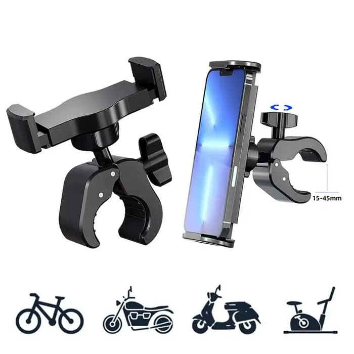 Support de téléphone universel à pince pour tube rond, rotatif à 360°, fixation sur guidon, pour téléphones de 5 à 7 pouces