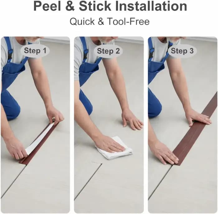 1 pièce 1m/2m/3m Bande de transition auto-adhésive pour moquette et carrelage, profil en T, cache-seuil, aspect bois pour usage domestique